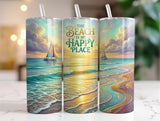 20oz Stainless Steel Tumbler With Two Lids - The Beach is my Happy Place