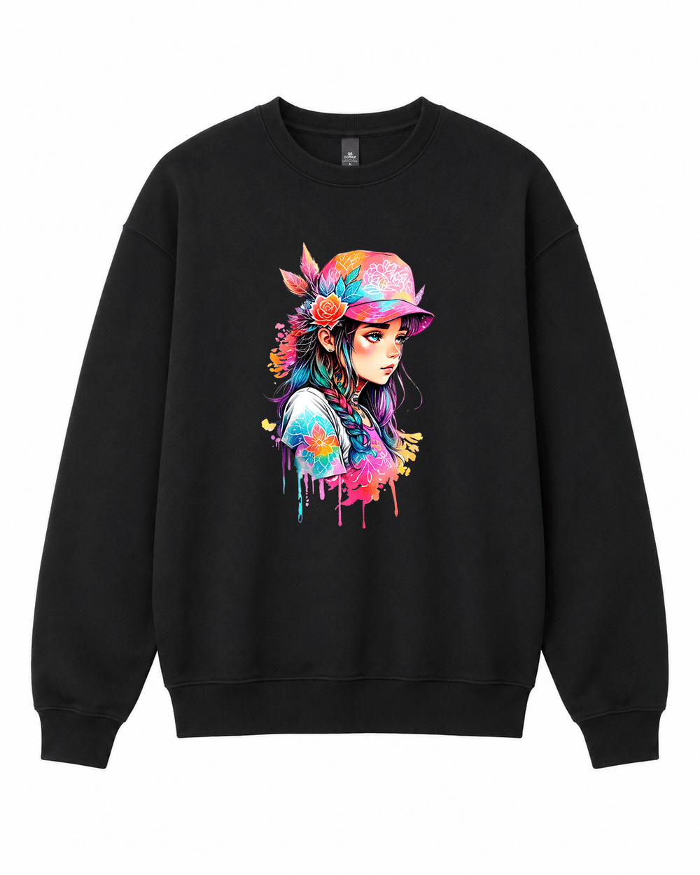 Watercolour Girl Crewneck Sweatshirt | Built Different Goods - Built Different Goods