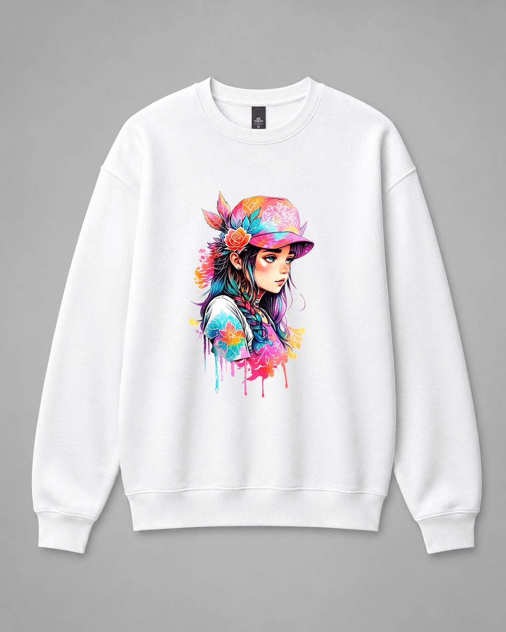 Watercolour Girl Crewneck Sweatshirt | Built Different Goods - Built Different Goods