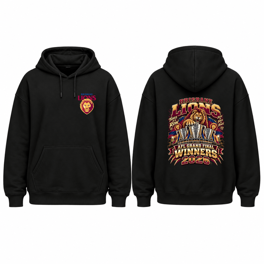 BDG Graphic Hoodie - AFL Grand Final Winners Brisbane Lions 3 IN A ROW! - Built Different Goods