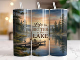 20oz Stainless Steel Tumbler With Two Lids - Life is better at the lake