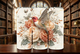 20oz Stainless Steel Tumbler With Two Lids - Peach Rose Hummingbird