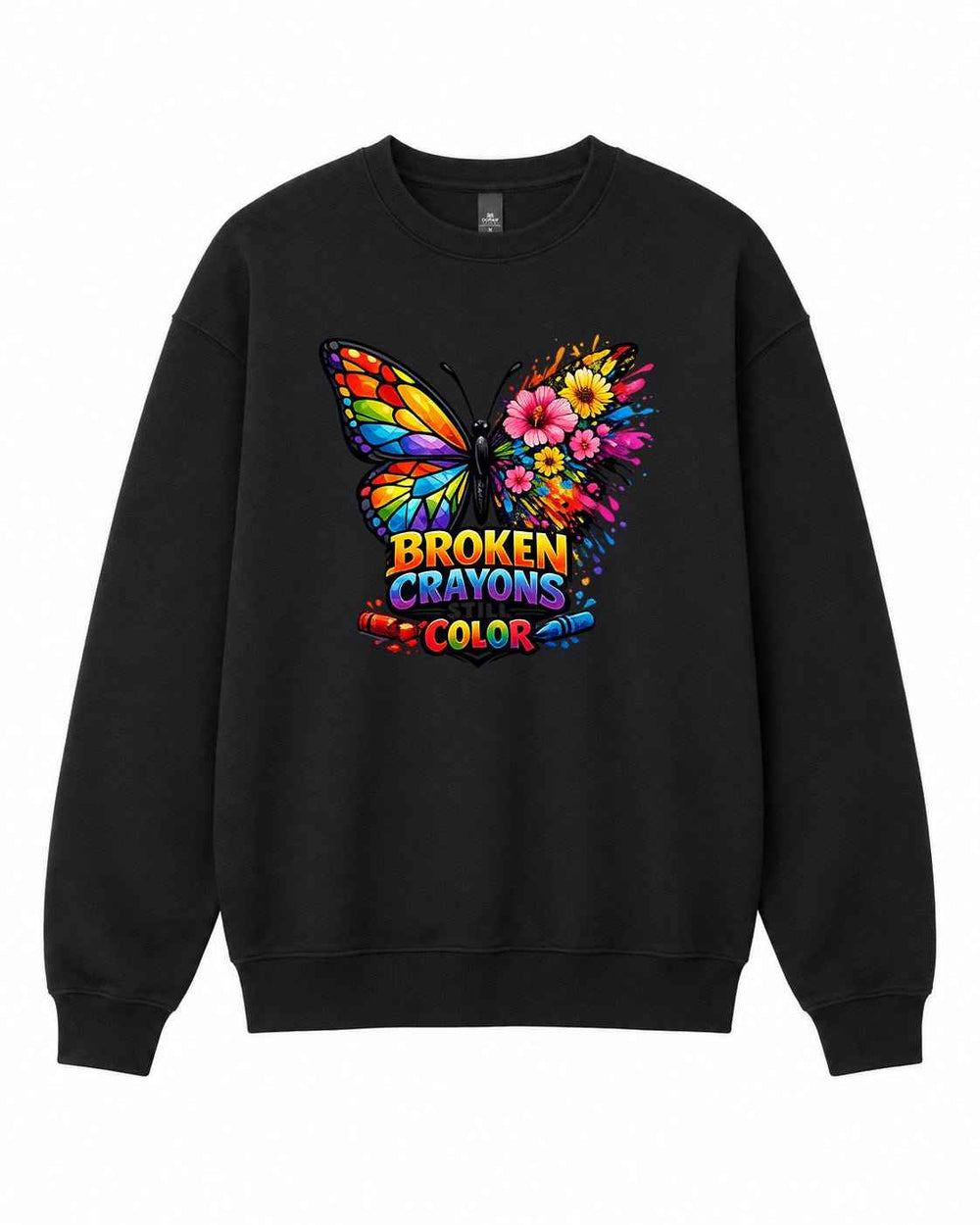 Broken Crayons Still Colour Graphic Crewneck Sweatshirt