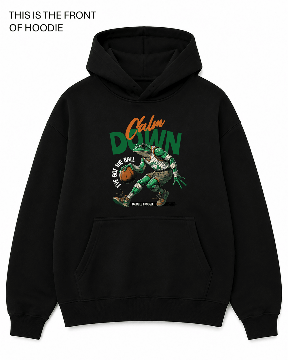 BDG Graphic Hoodie - Calm Down Frog - Built Different Goods