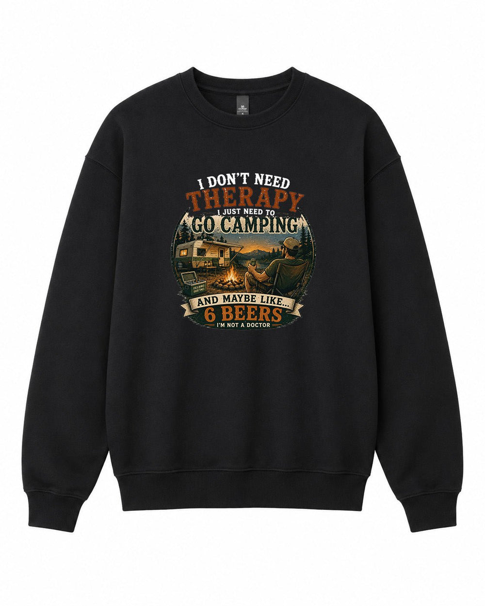BDG Crew Neck Sweatshirt - Camping is my therapy - Built Different Goods