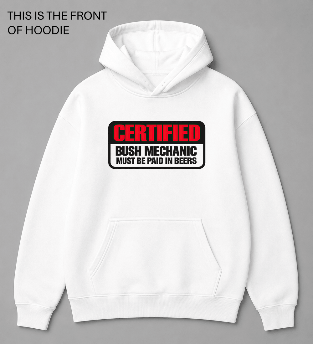 BDG Graphic Hoodie - Certified Bush Mechanic - Built Different Goods