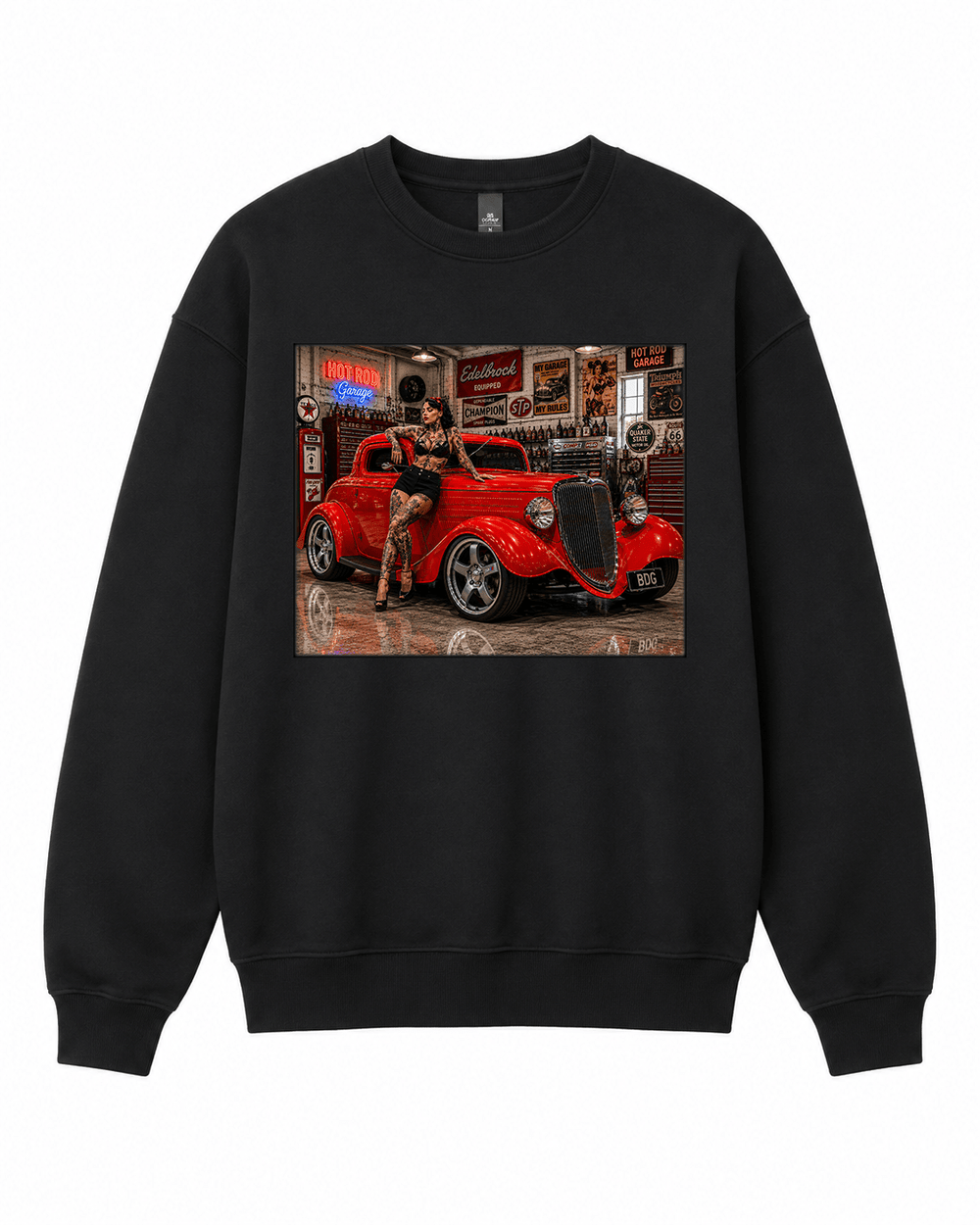 BDG Crew Neck Sweatshirt - Ford 1932, 3 Window Hot Rod - Built Different Goods