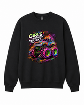BDG Crew Neck Sweatshirt - Girls Like Monster Trucks Too