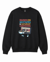 BDG Crew Neck Sweatshirt - Raised on Mixed tapes and cartoons