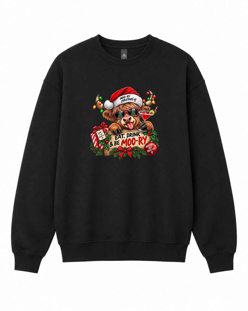 Eat Drink and Be Moo-ry Graphic Crewneck Sweatshirt