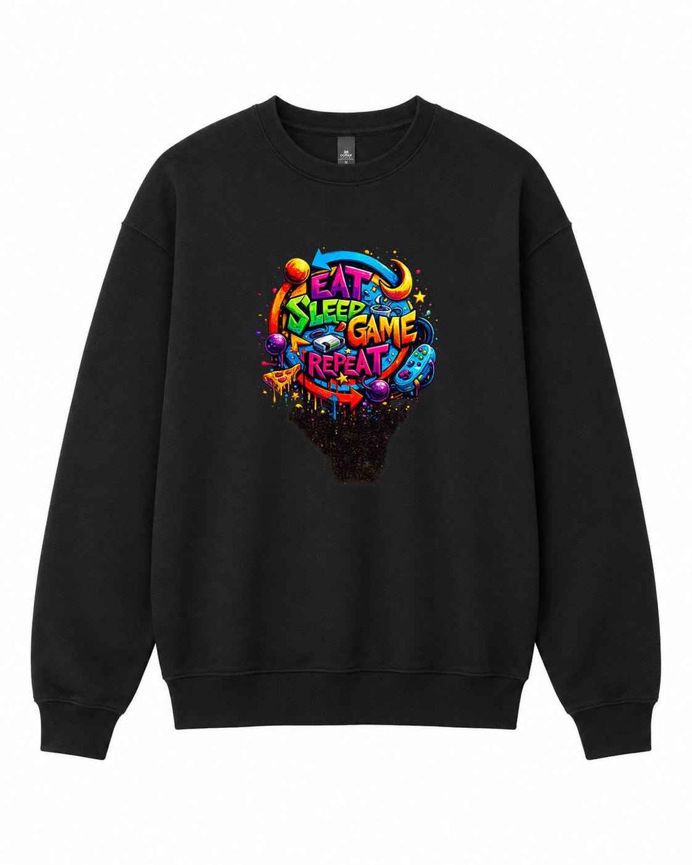 Eat Sleep Game Repeat Graphic Crewneck Sweatshirt