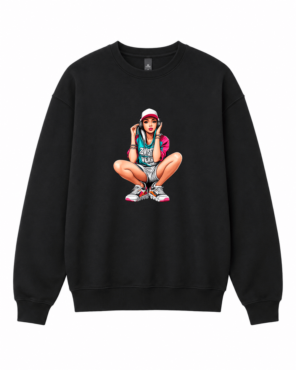 Hip Hop Girl Graphic Crewneck Sweatshirt - Built Different Goods
