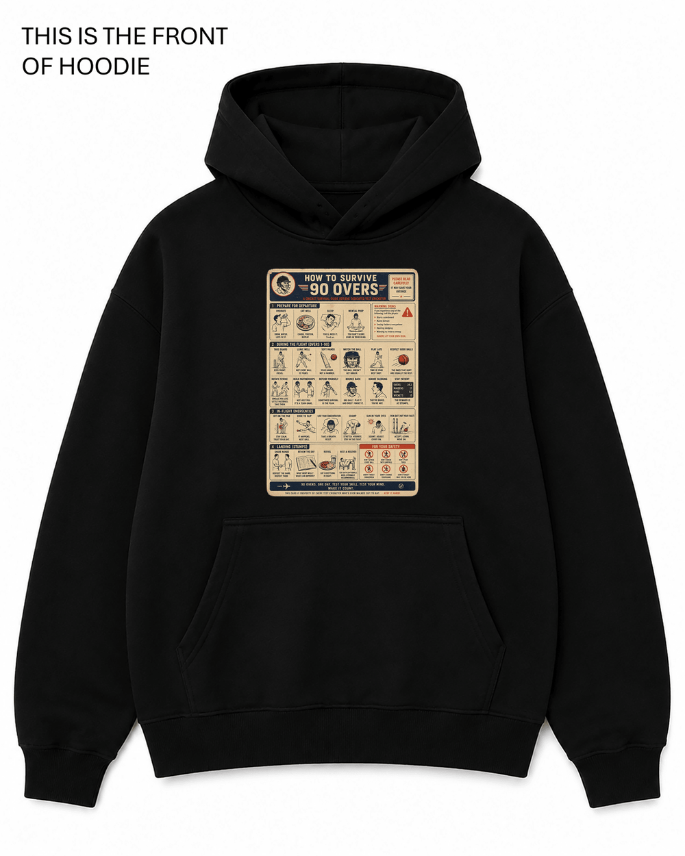 Cricket - How to Survive 90 Overs Hoodie - Built Different Goods