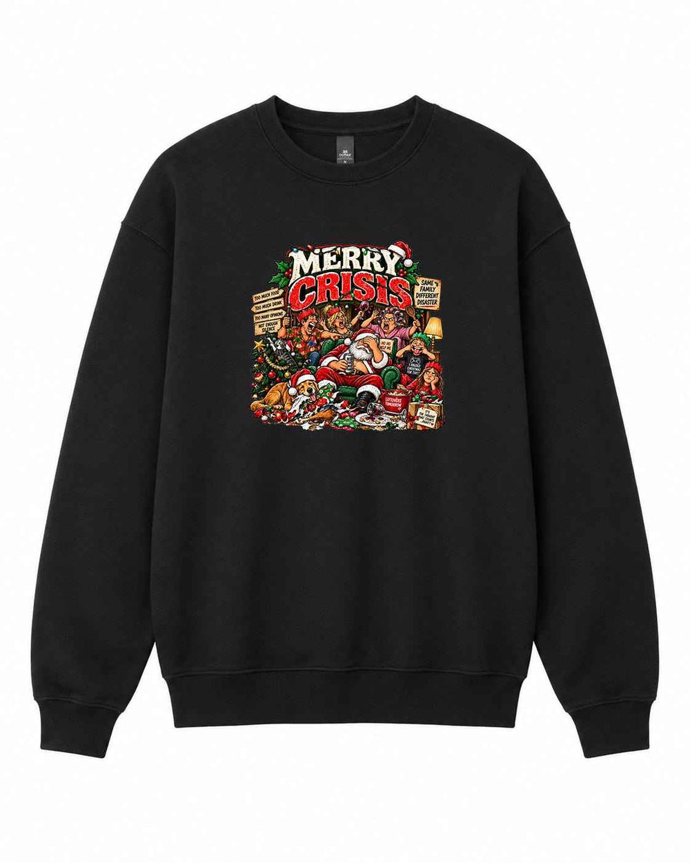 Merry Crisis Graphic Crewneck Sweatshirt