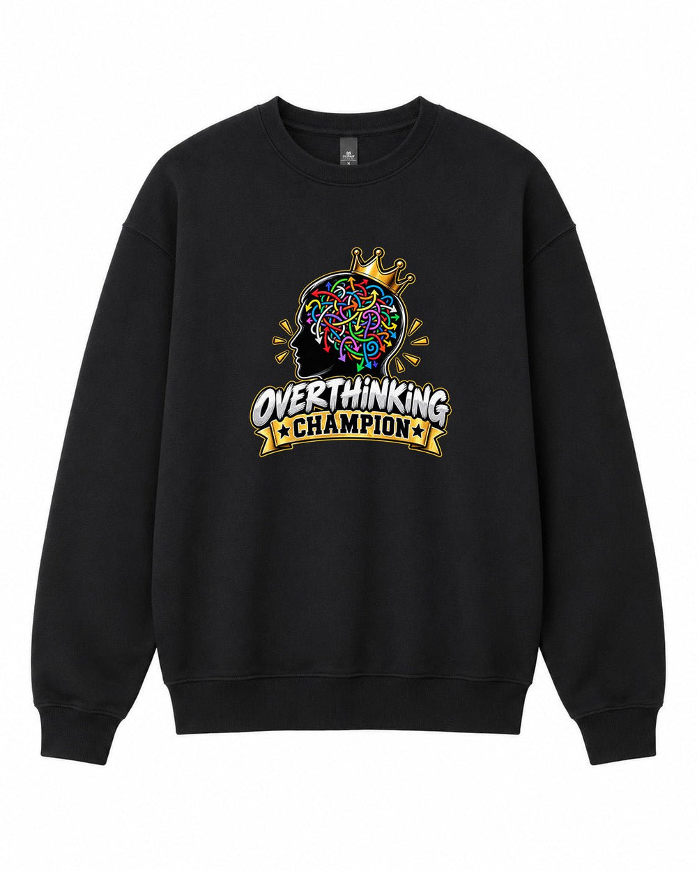 Overthinking Champion Graphic Crewneck Sweatshirt - Built Different Goods