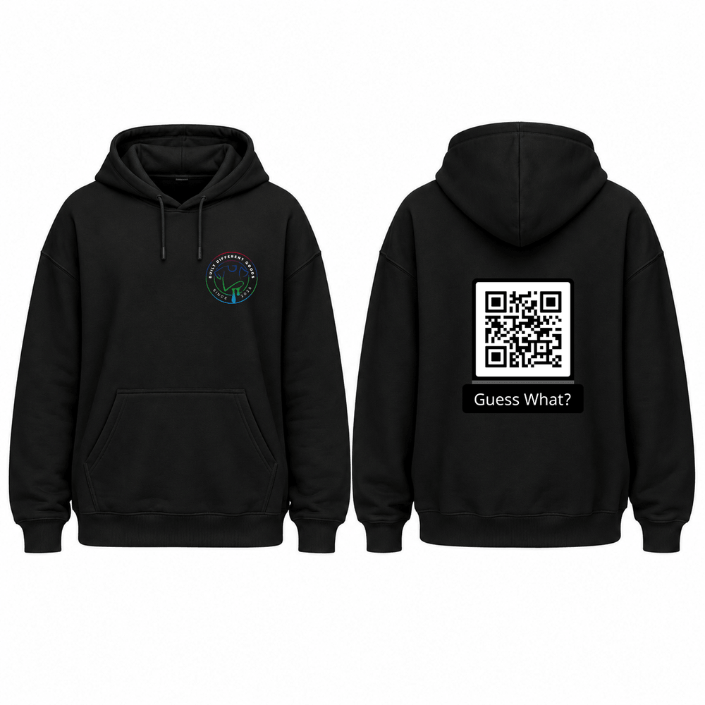 BDG Graphic Hoodie - QR -Guess What? 18+ - Built Different Goods
