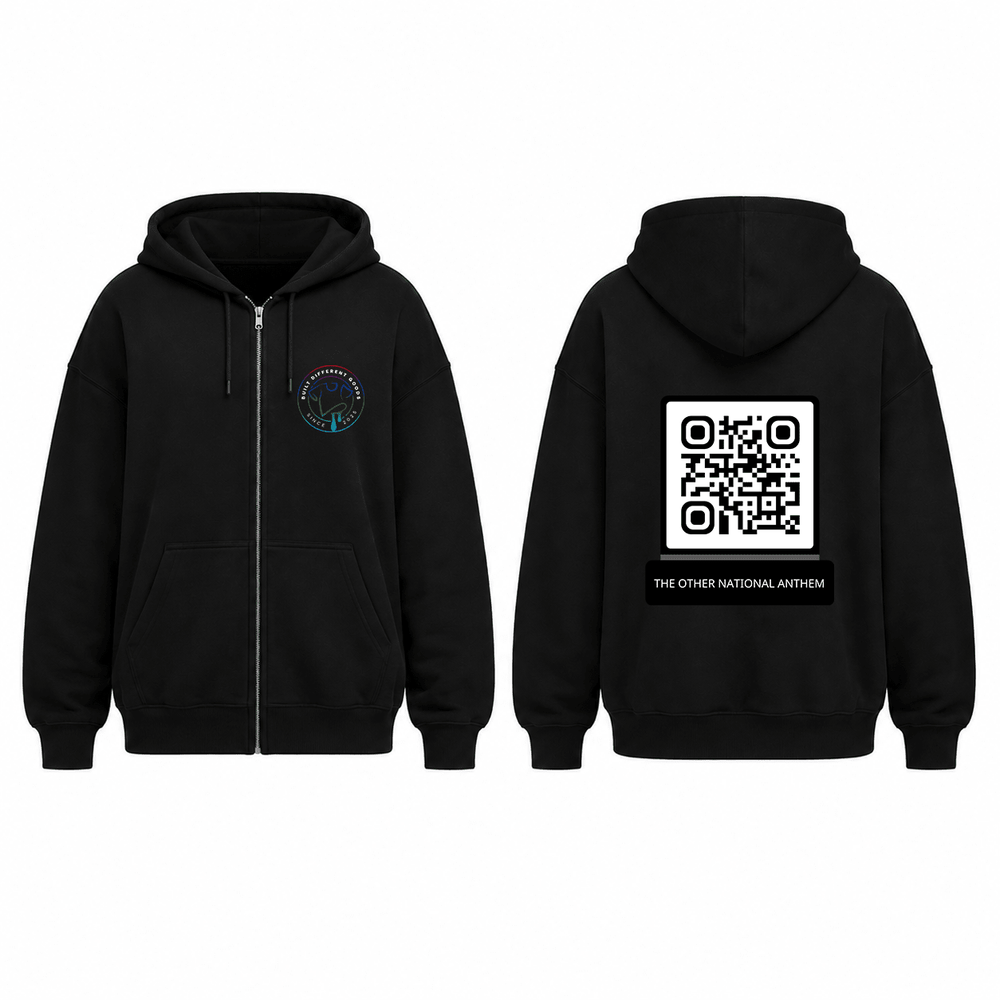 AFL QR Code Zip-Up Hoodie – Our Other National Anthem - Built Different Goods