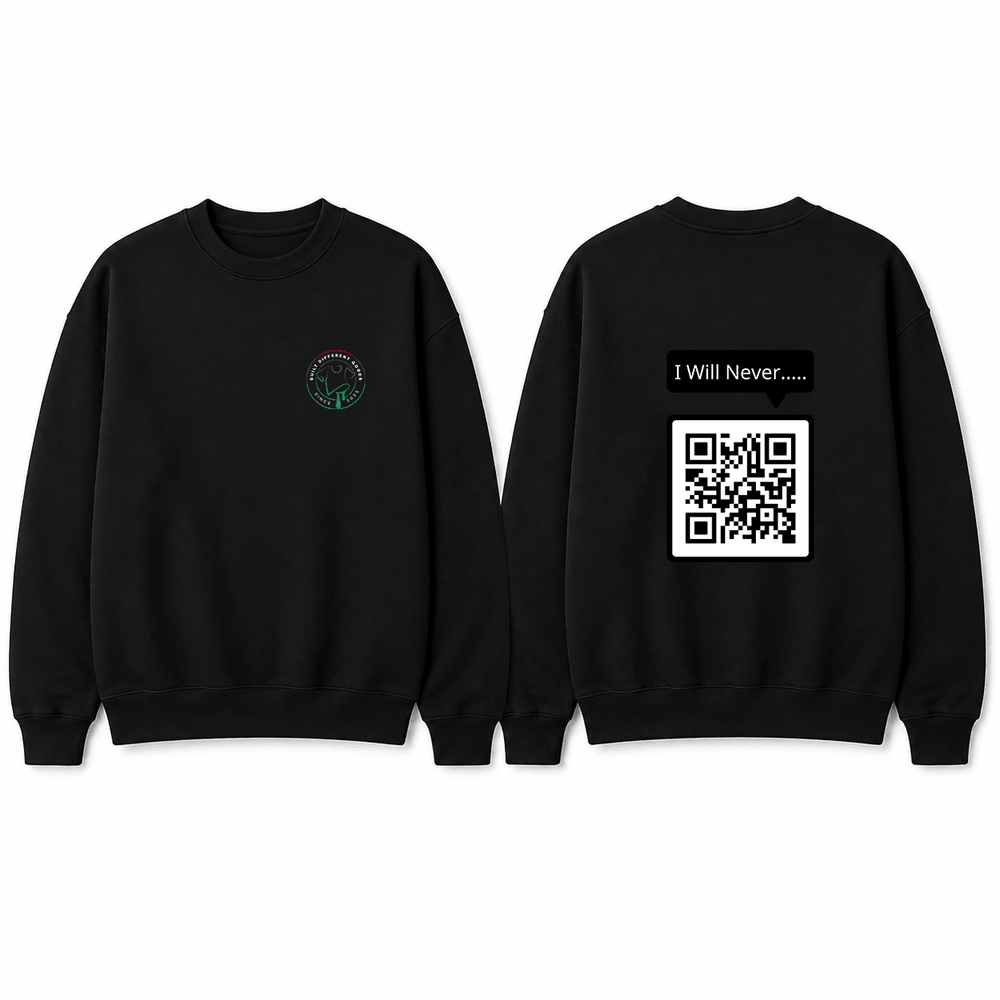 BDG Crew Neck Sweatshirt - QR - I Will Never - Rick Rolled - Built Different Goods