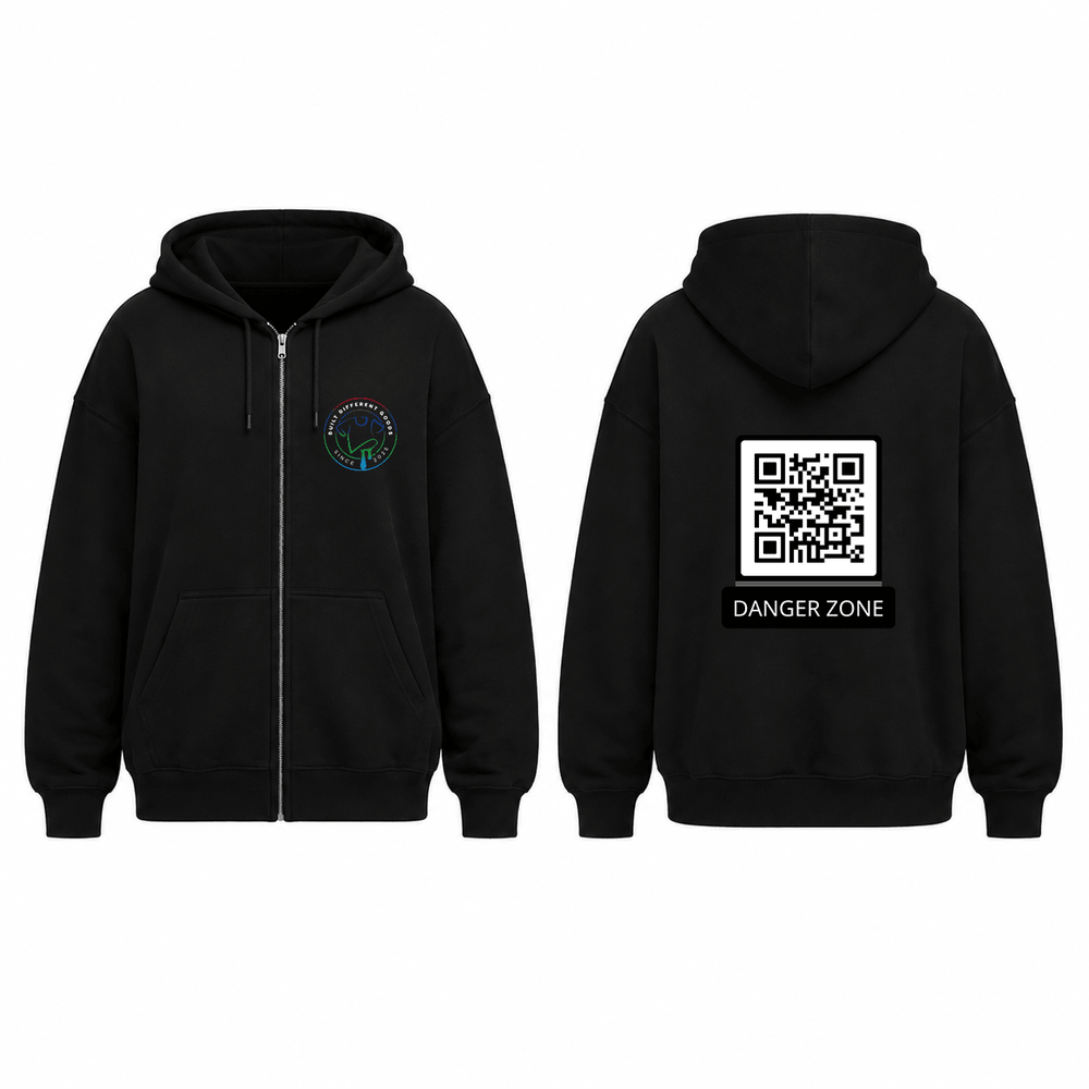 BDG Zip Up Hoodie - QR - Danger Zone - Built Different Goods