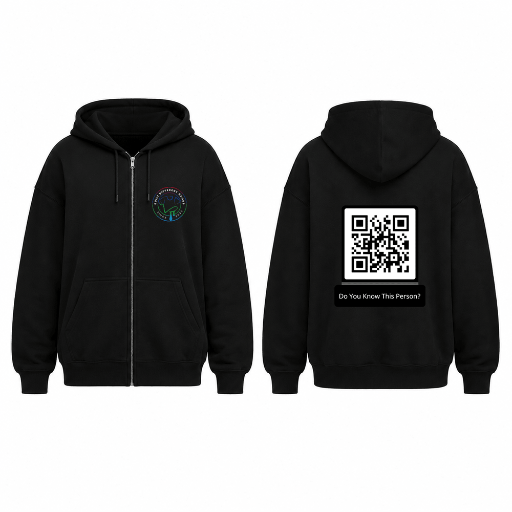 BDG Zip Up Hoodie - QR - Do You Know This Person? - Built Different Goods