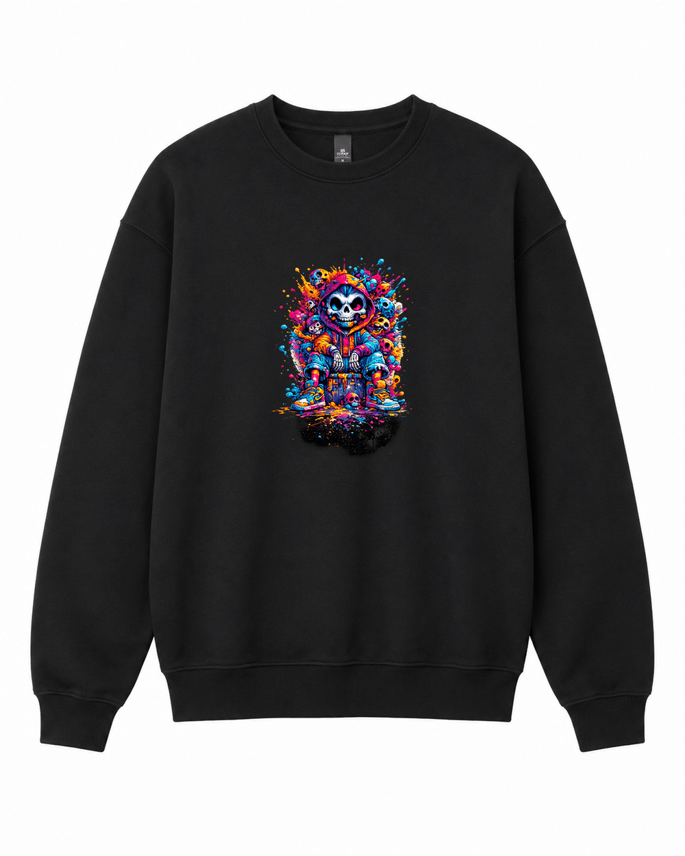 Skull Splatter Graphic Crewneck Sweatshirt - Built Different Goods