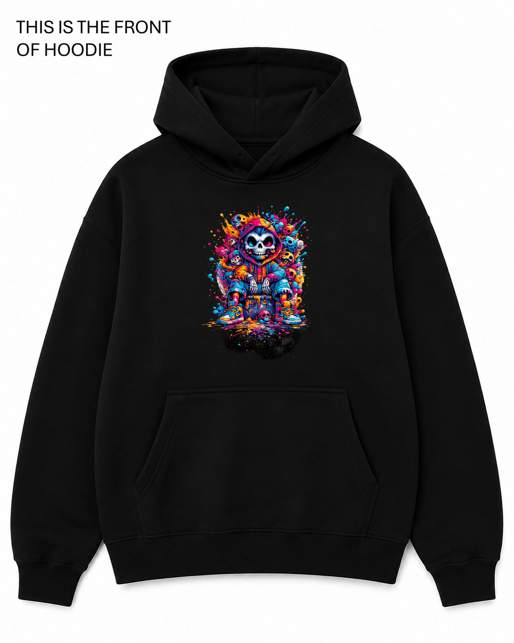 Skull Splatter Graphic Hoodie - Built Different Goods