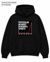 Premium graphic hoodie featuring the Testicular Injuries design by Built Different Goods. Comfortable everyday hoodie available in sizes S to True 5XL.