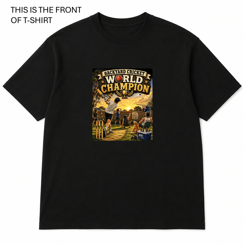 BDG Graphic T-Shirt - Backyard Cricket World Champion - Built Different Goods