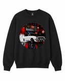 BDG Crew Neck Sweatshirt - Neon Garage Burnout with Classic Coupe - Built Different Goods