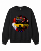 BDG Crew Neck Sweatshirt - Neon Garage Burnout with Classic Coupe