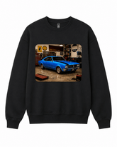 BDG Crew Neck Sweatshirt - 1968-69 Muscle Car in Vintage Workshop - Built Different Goods