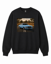 BDG Crew Neck Sweatshirt - Retro Muscle Car on Road