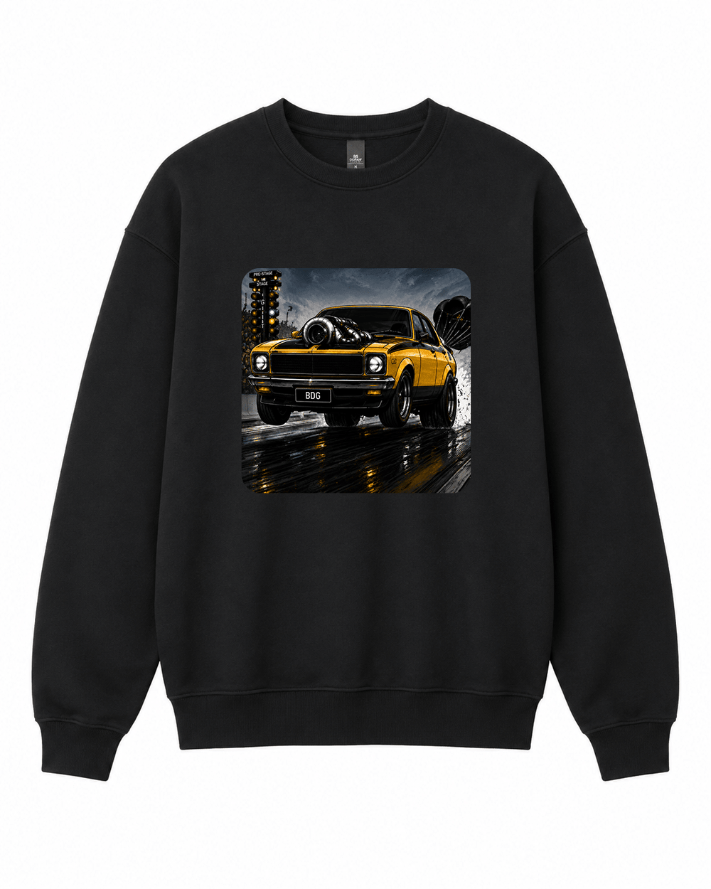 BDG Crew Neck Sweatshirt - 1974 Aussie Classic Drag Car - Built Different Goods