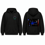 BDG Graphic Hoodie - Neon Garage Showcase with Classic Coupe - Built Different Goods