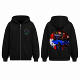 BDG Zip Up Hoodie - Neon Garage Burnout with Classic Coupe - Built Different Goods