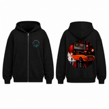 BDG Zip Up Hoodie - Neon Garage Burnout with Classic Coupe