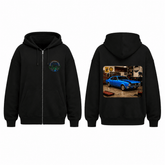 BDG Zip Up Hoodie - 1968-69 Muscle Car in Vintage Workshop - Built Different Goods