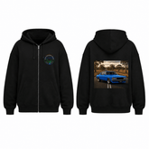 BDG Zip Up Hoodie - Retro Muscle Car on Road - Built Different Goods