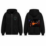 BDG Zip Up Hoodie - Neon Garage Showcase with Classic Coupe - Built Different Goods