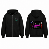 BDG Zip Up Hoodie - Neon Garage Showcase with Classic Coupe - Built Different Goods