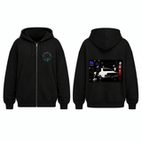 BDG Zip Up Hoodie - Neon Garage Showcase with Classic Coupe - Built Different Goods