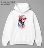 Premium graphic hoodie with Watercolour girl design by Built Different Goods. Comfortable everyday hoodie available in sizes S to True 5XL.