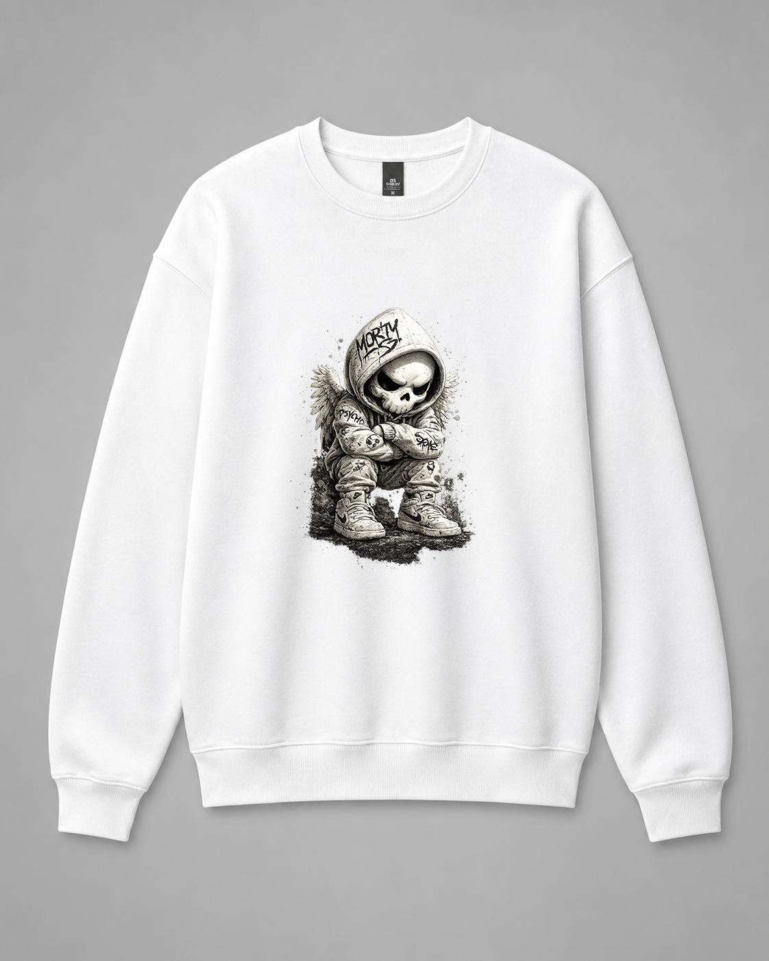 BDG Crew Neck Sweatshirt  - White Skull
