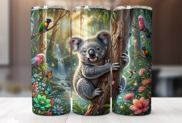 20oz Stainless Steel Tumbler With Two Lids - Cute Koala