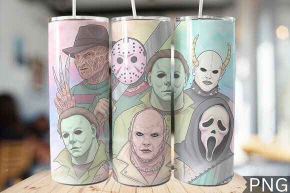 20oz Stainless Steel Tumbler With Two Lids - Horror Collage