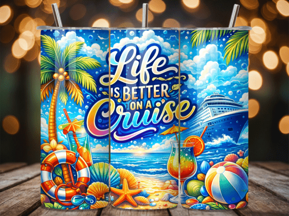 20oz Stainless Steel Tumbler With Two Lids  - Life is Better on a Cruise