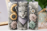 20oz Stainless Steel Tumbler With Two Lids  - Floral Lion