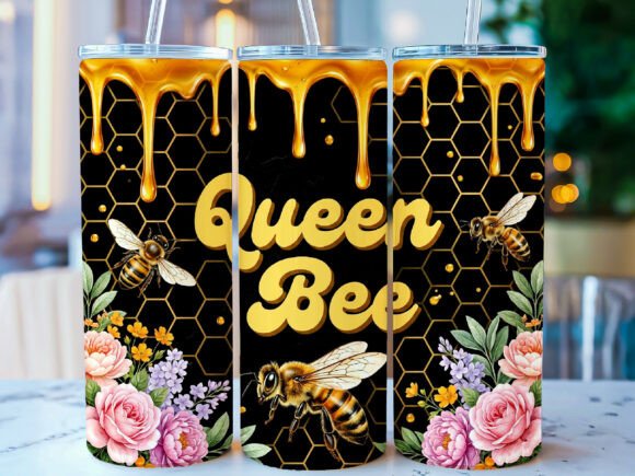 20oz Stainless Steel Tumbler With Two Lids - Queen Bee