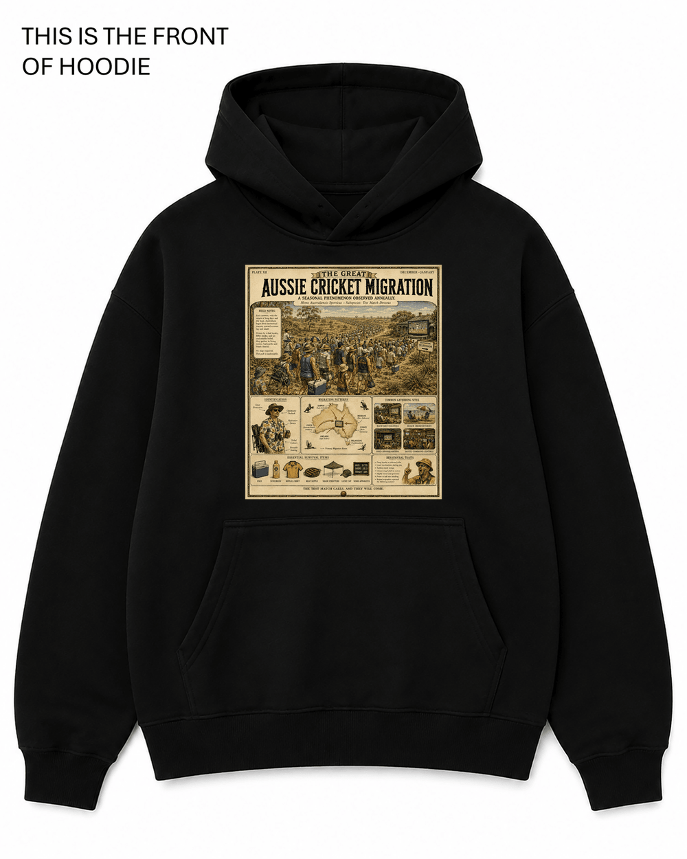 Aussie Cricket Migration Graphic Hoodie - Built Different Goods