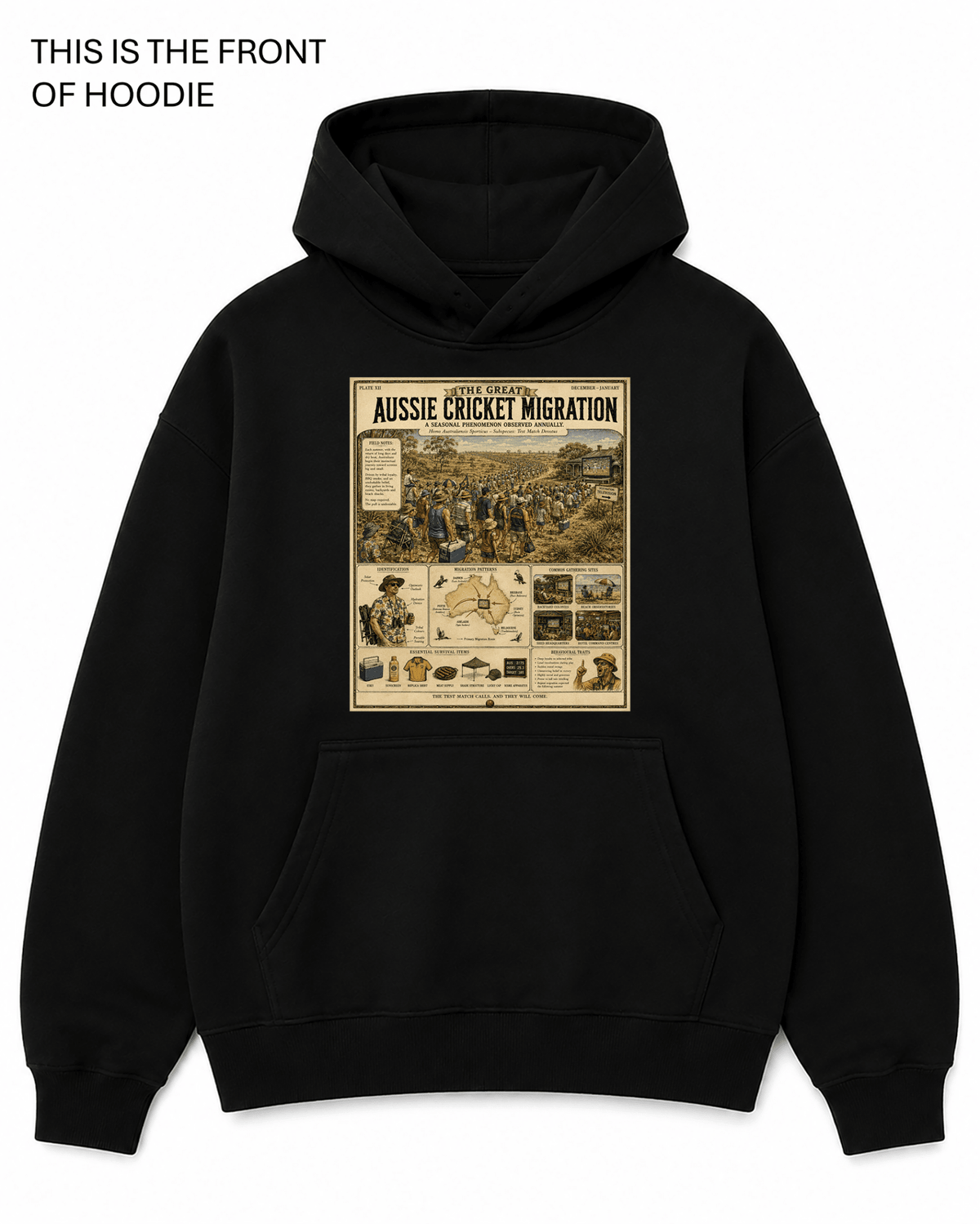 Aussie Cricket Migration Graphic Hoodie - Built Different Goods